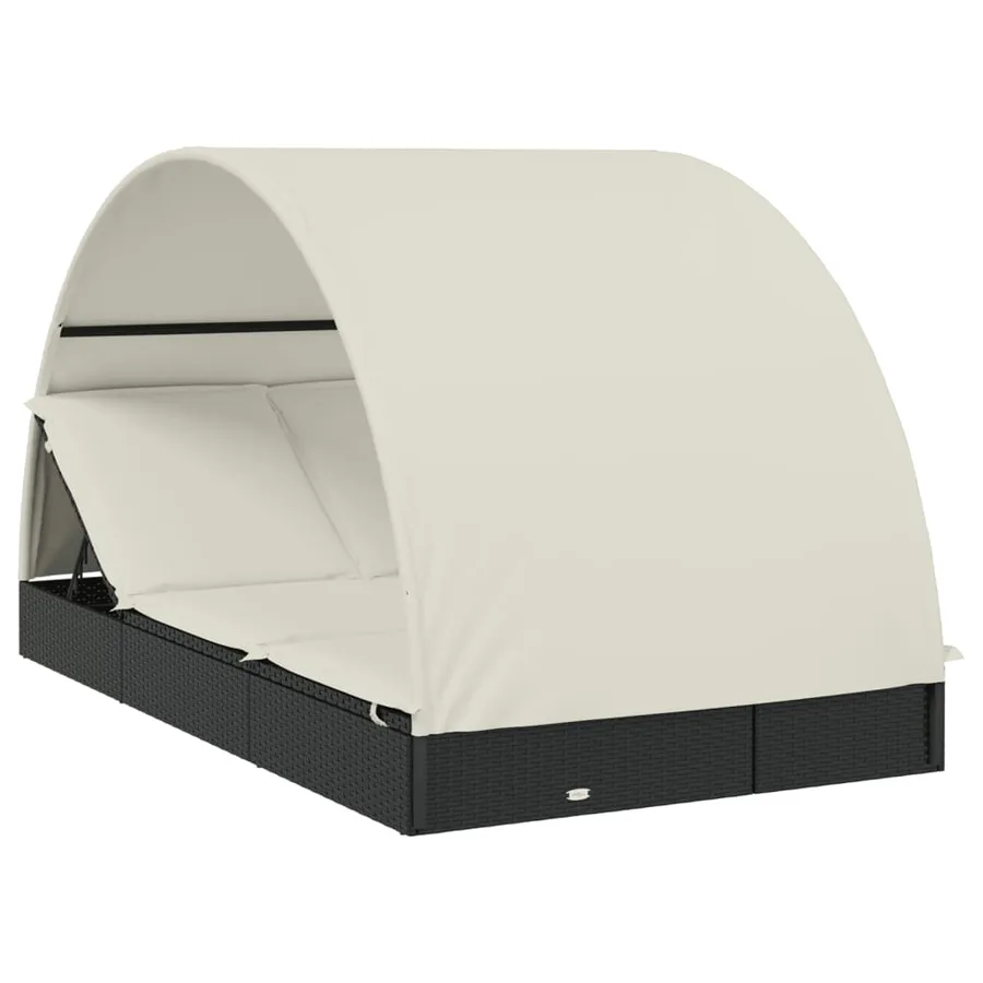 Transat 2 places avec toit rond noir 211x112x140 cm - 26