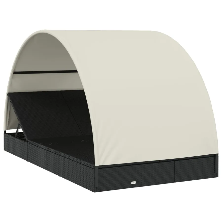 Transat 2 places avec toit rond noir 211x112x140 cm - 27