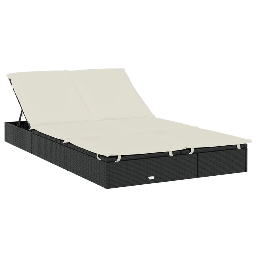 Transat 2 places avec toit rond noir 211x112x140 cm - 28