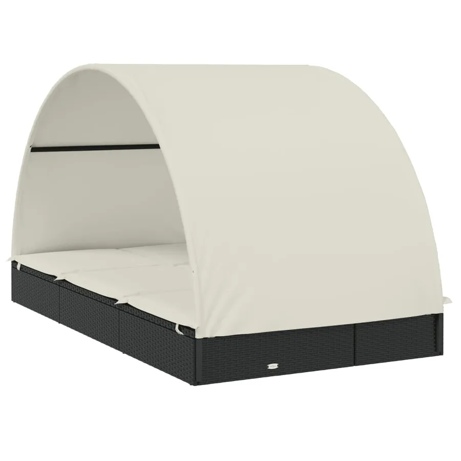 Transat 2 places avec toit rond noir 211x112x140 cm - 29