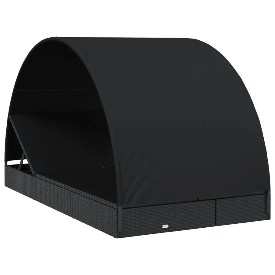 Transat 2 places avec toit rond noir 211x112x140 cm - 3