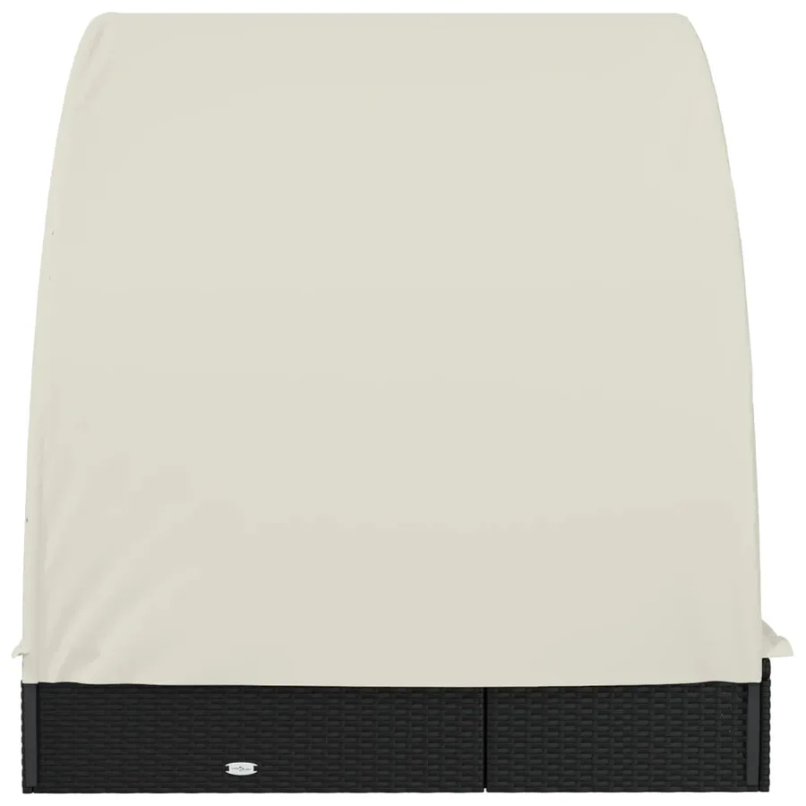 Transat 2 places avec toit rond noir 211x112x140 cm - 30