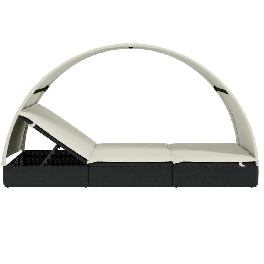 Transat 2 places avec toit rond noir 211x112x140 cm - 31