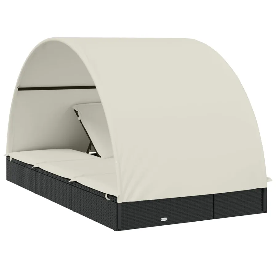 Transat 2 places avec toit rond noir 211x112x140 cm - 32
