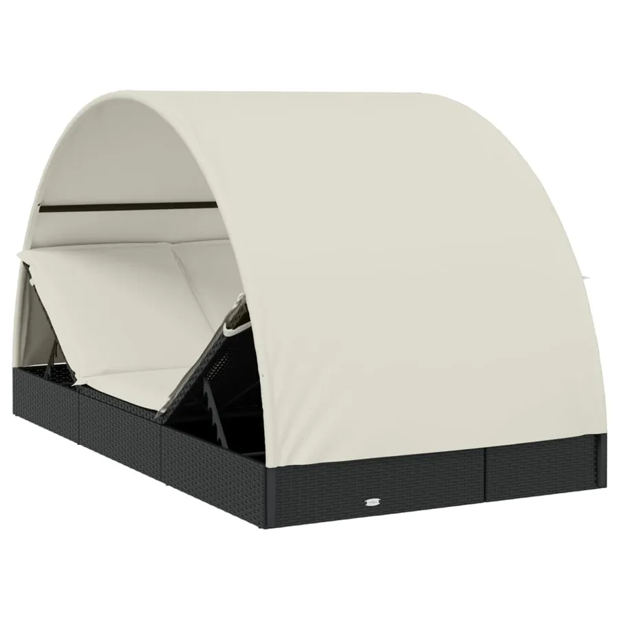 Transat 2 places avec toit rond noir 211x112x140 cm - 33