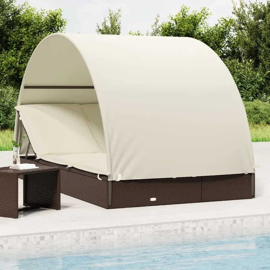 Transat 2 places avec toit rond noir 211x112x140 cm - 37