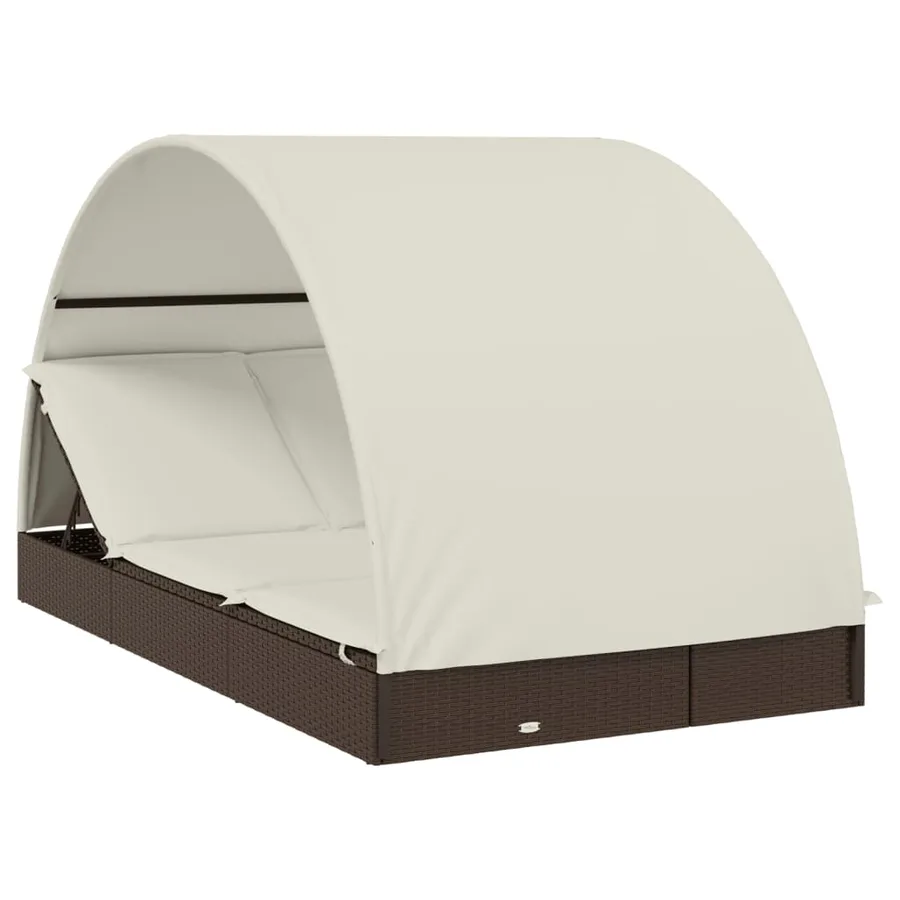 Transat 2 places avec toit rond noir 211x112x140 cm - 38