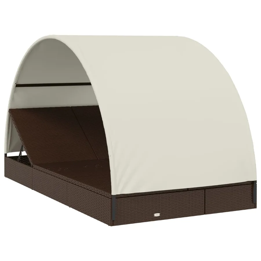 Transat 2 places avec toit rond noir 211x112x140 cm - 39