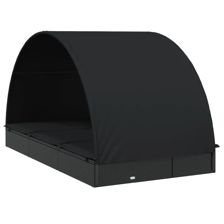 Transat 2 places avec toit rond noir 211x112x140 cm - 4