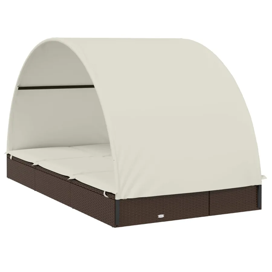 Transat 2 places avec toit rond noir 211x112x140 cm - 40