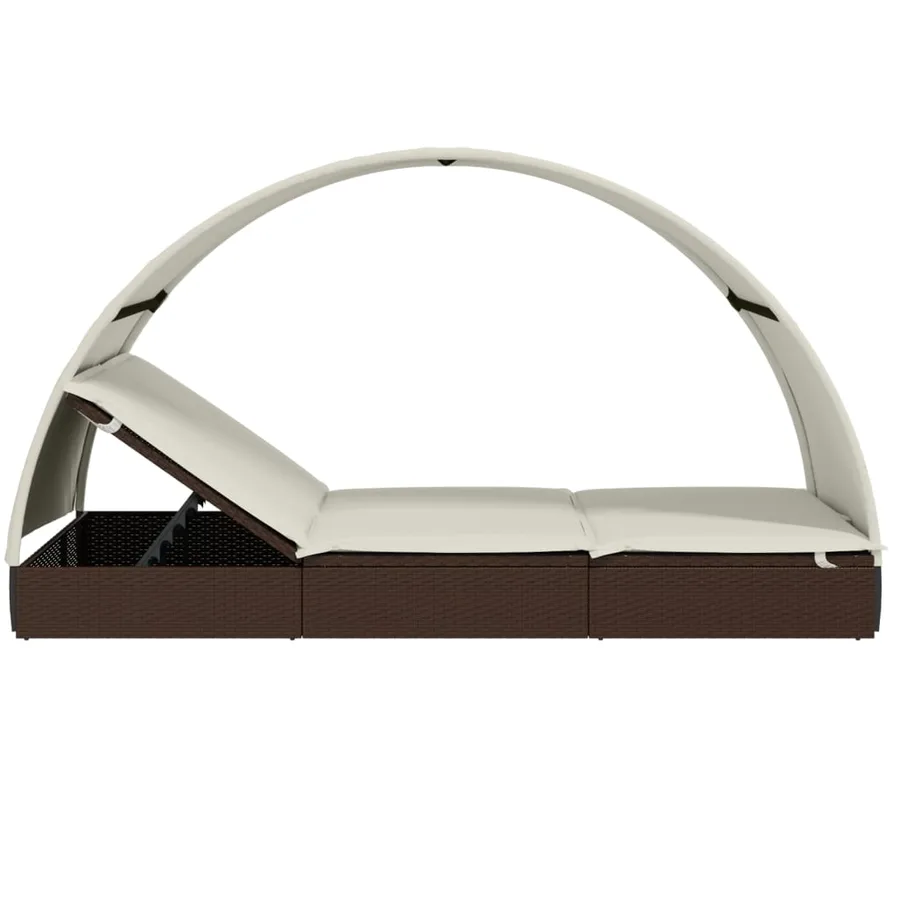 Transat 2 places avec toit rond noir 211x112x140 cm - 43