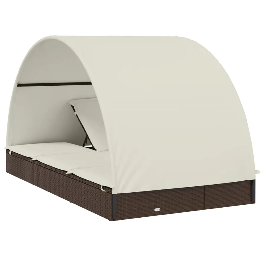Transat 2 places avec toit rond noir 211x112x140 cm - 44