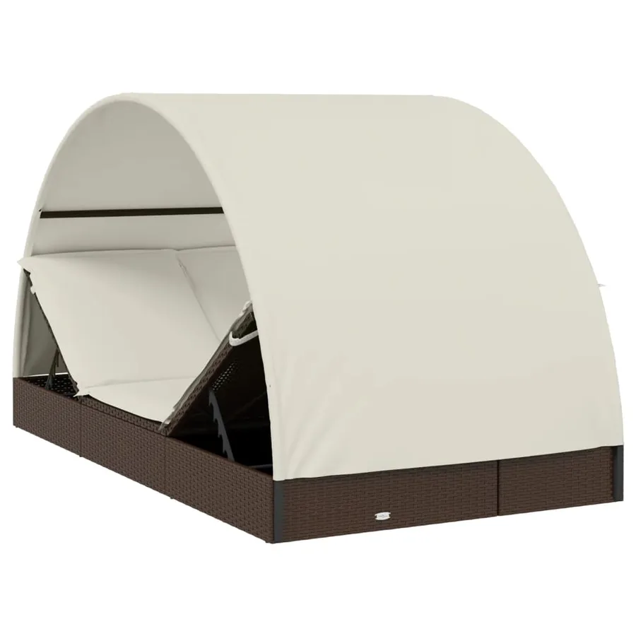 Transat 2 places avec toit rond noir 211x112x140 cm - 45