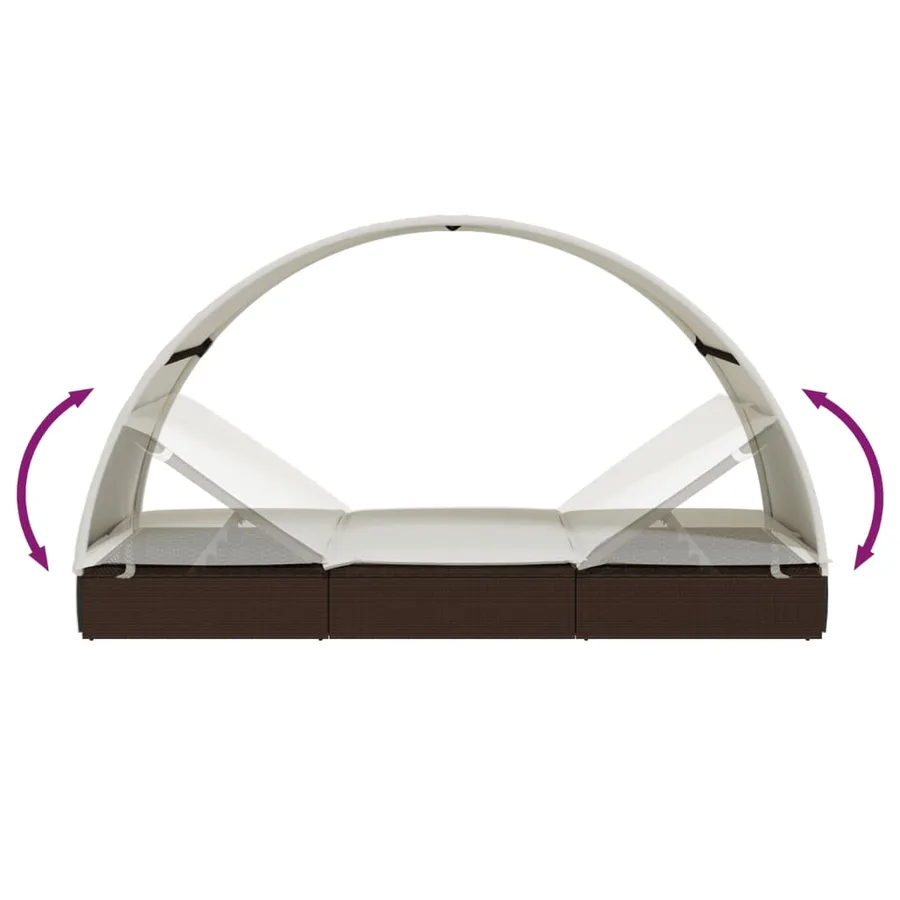 Transat 2 places avec toit rond noir 211x112x140 cm - 46