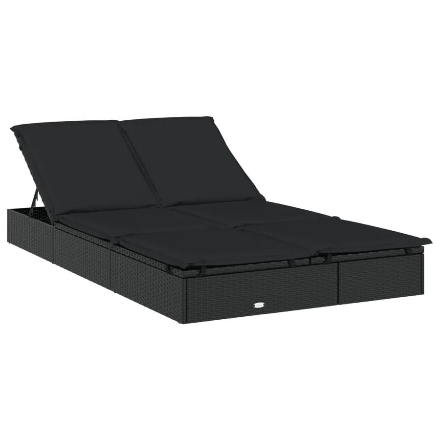 Transat 2 places avec toit rond noir 211x112x140 cm - 5