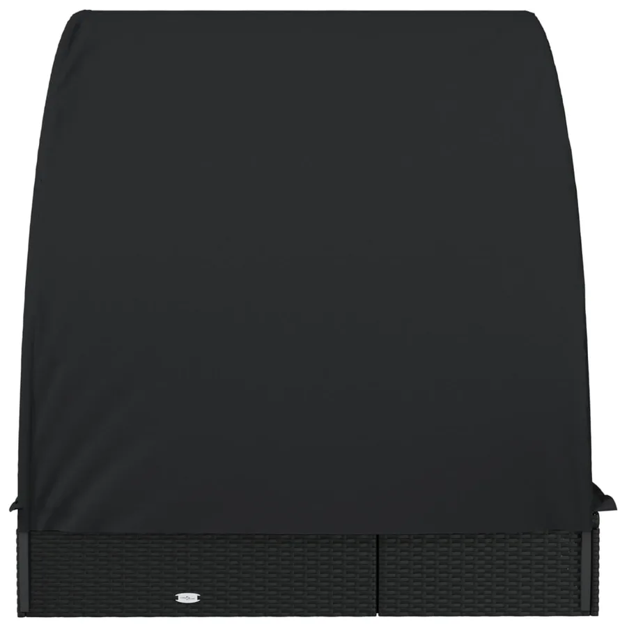Transat 2 places avec toit rond noir 211x112x140 cm - 6