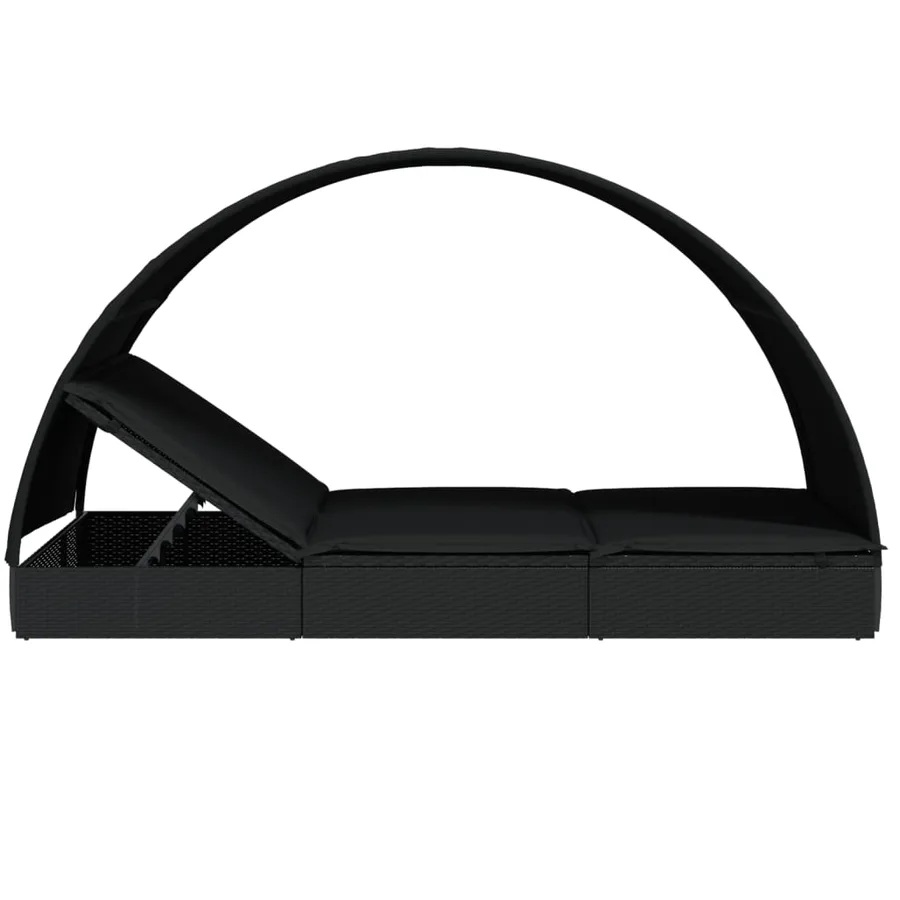 Transat 2 places avec toit rond noir 211x112x140 cm - 7