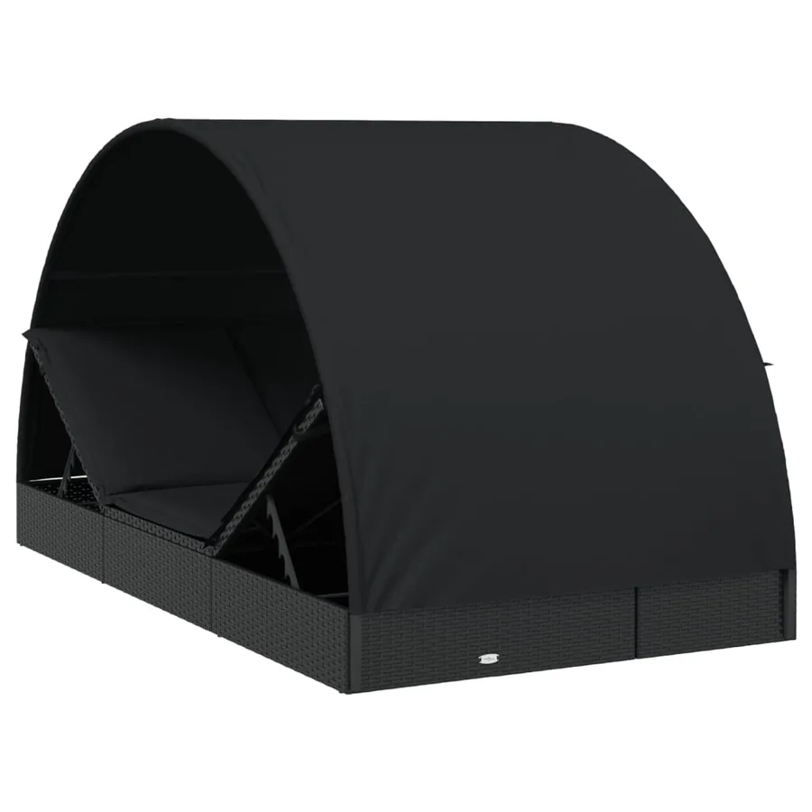 Transat 2 places avec toit rond noir 211x112x140 cm - 9