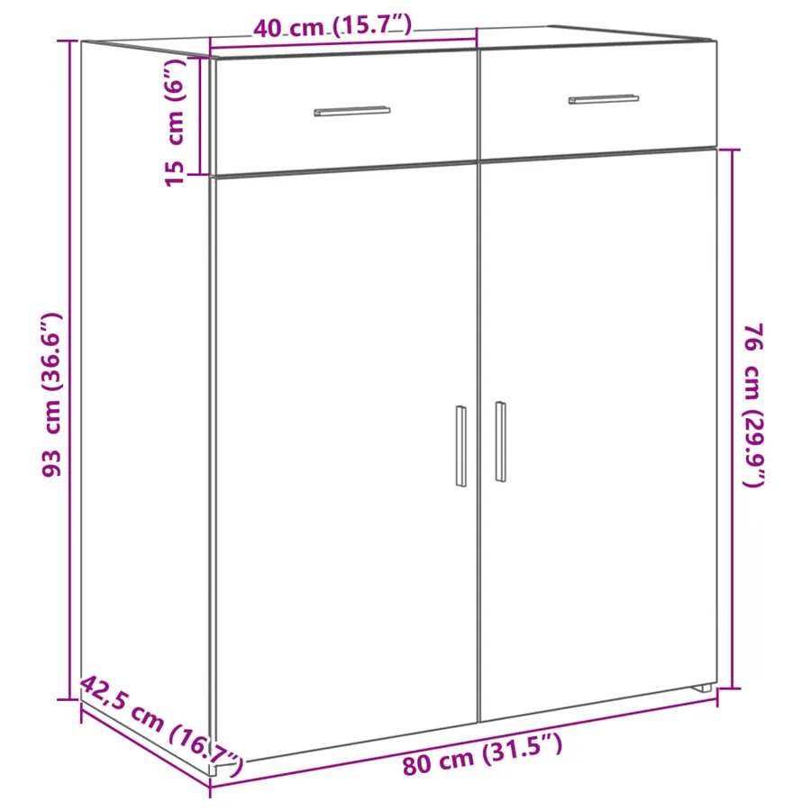 Buffet sonoma gris 80x42,5x93 cm bois d'ingénierie - 10