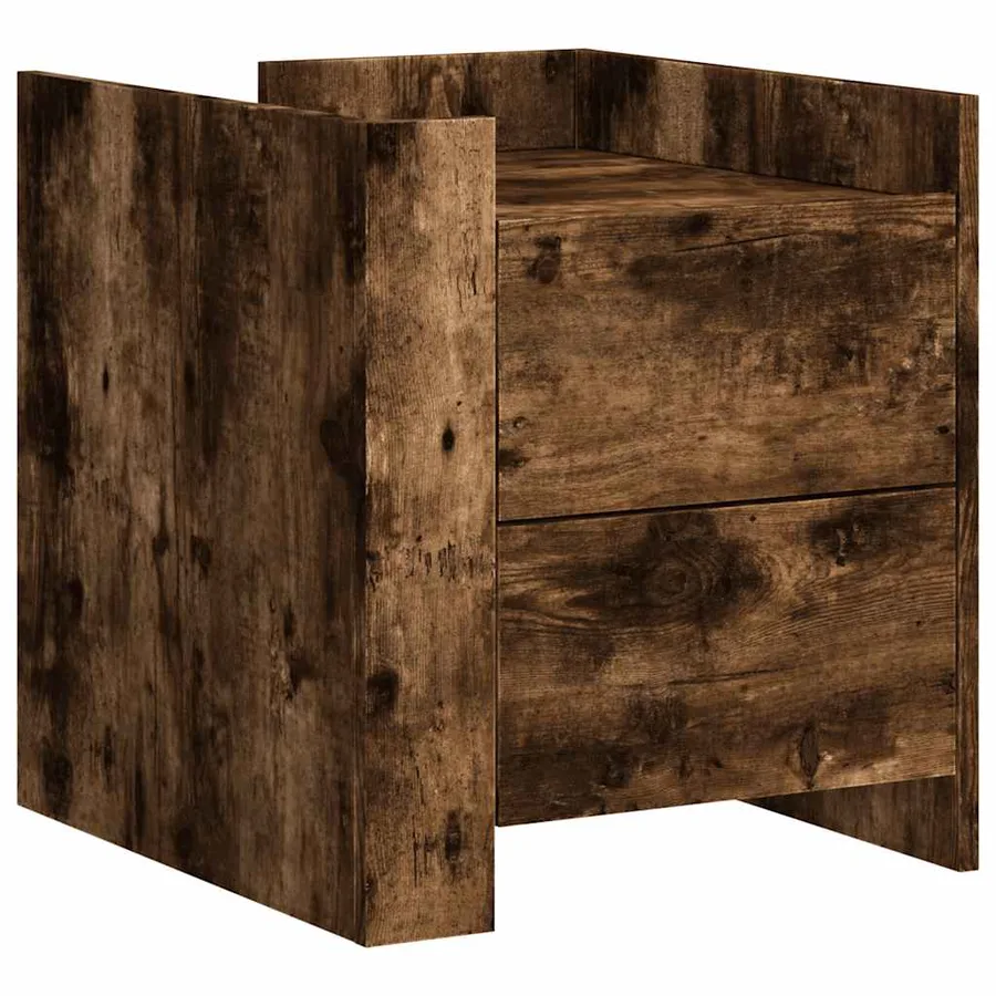 Table de chevet chêne fumé 45x50x50 cm bois d'ingénierie - 2