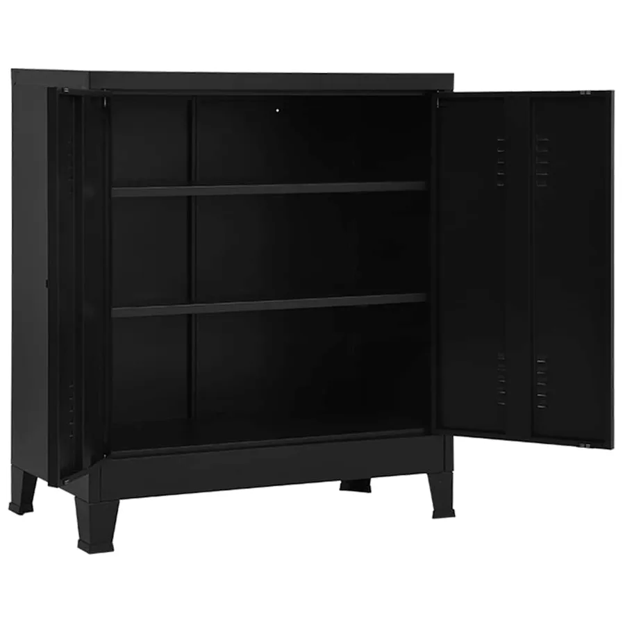 Coffre de rangement industriel Noir 90x40x100 cm Acier - 2
