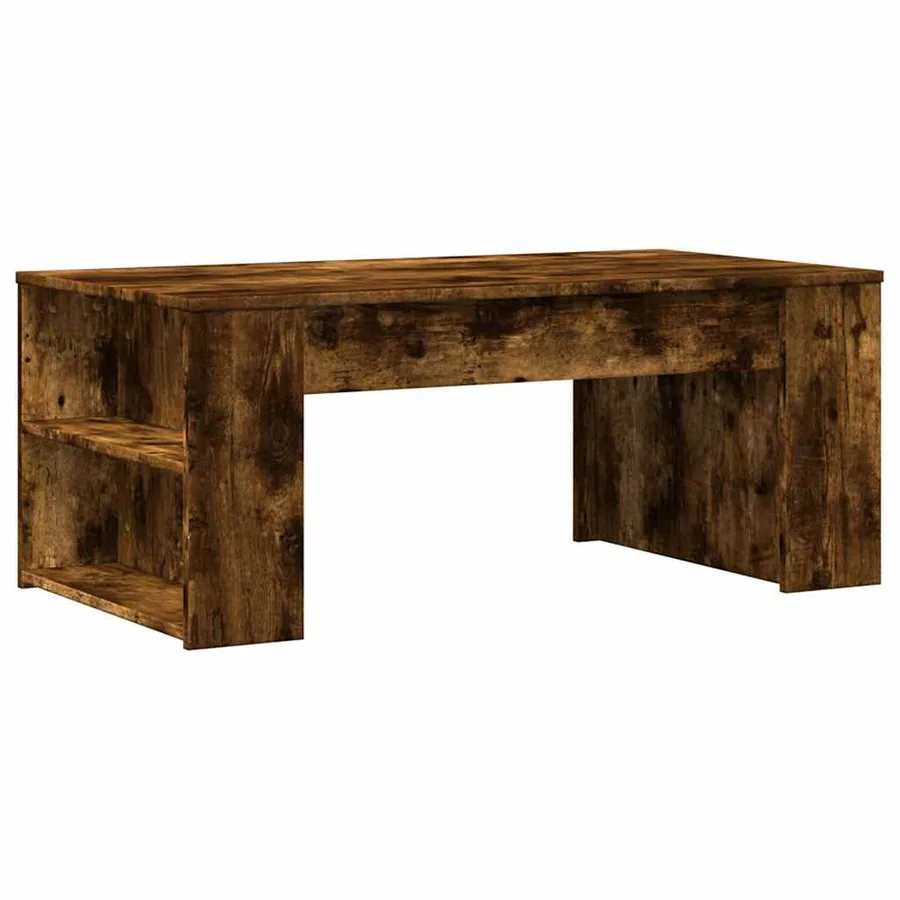 Table basse chêne fumé 102x55x42 cm bois d'ingénierie - 2