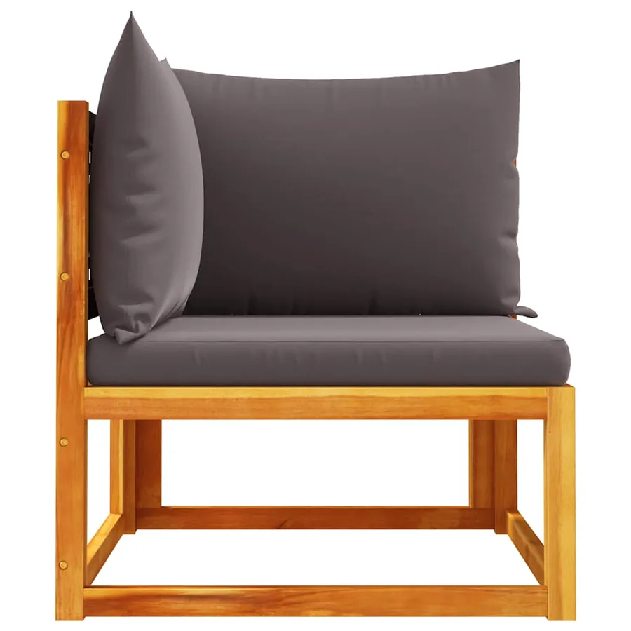 Canapé d'angle de jardin avec coussins en bois d'acacia et rotin - 5
