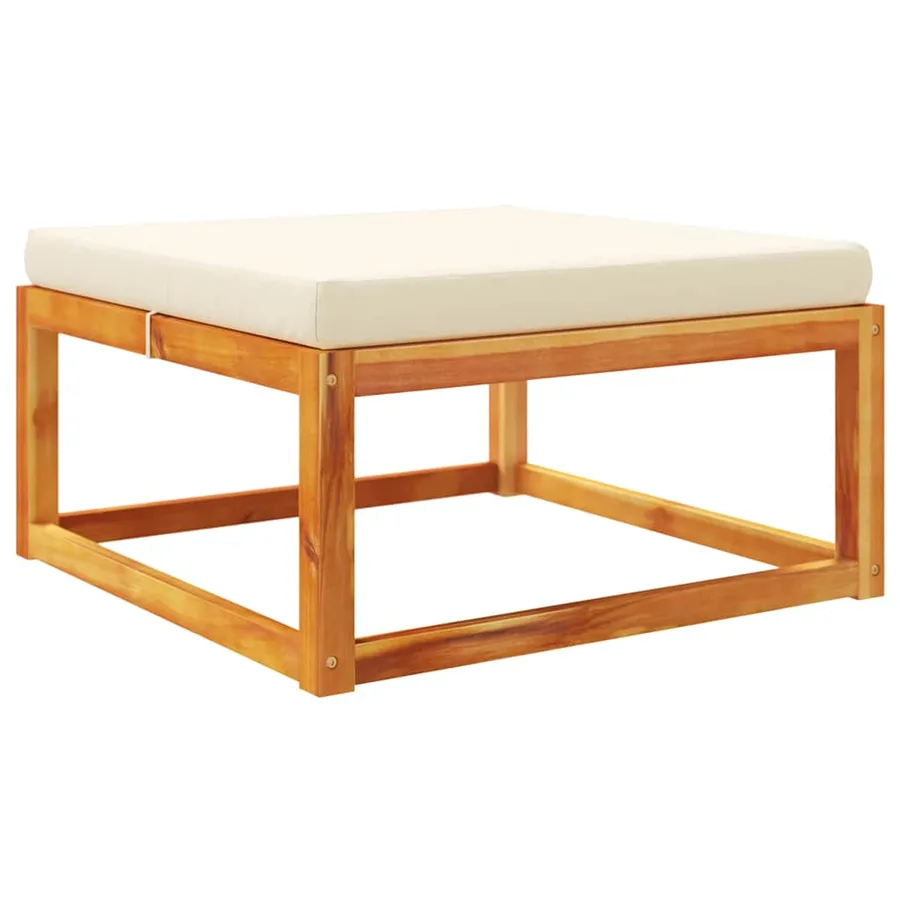 Repose-pied de jardin avec coussins bois massif d'acacia - 2