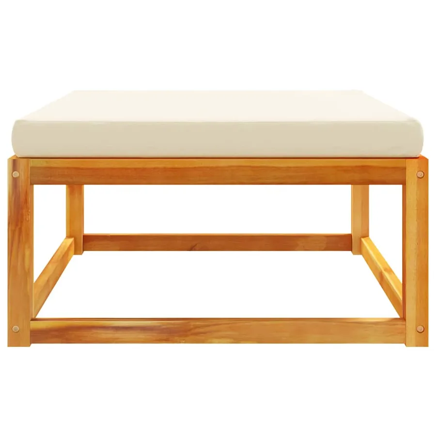 Repose-pied de jardin avec coussins bois massif d'acacia - 4