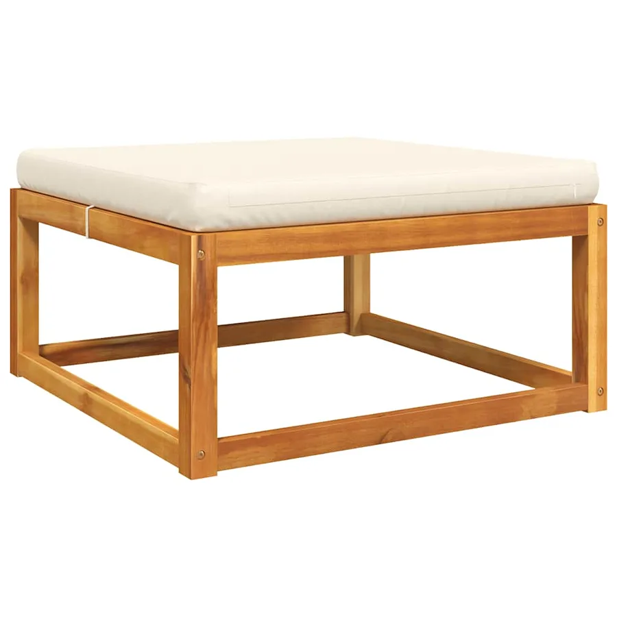 Repose-pied de jardin avec coussins bois massif d'acacia - 6