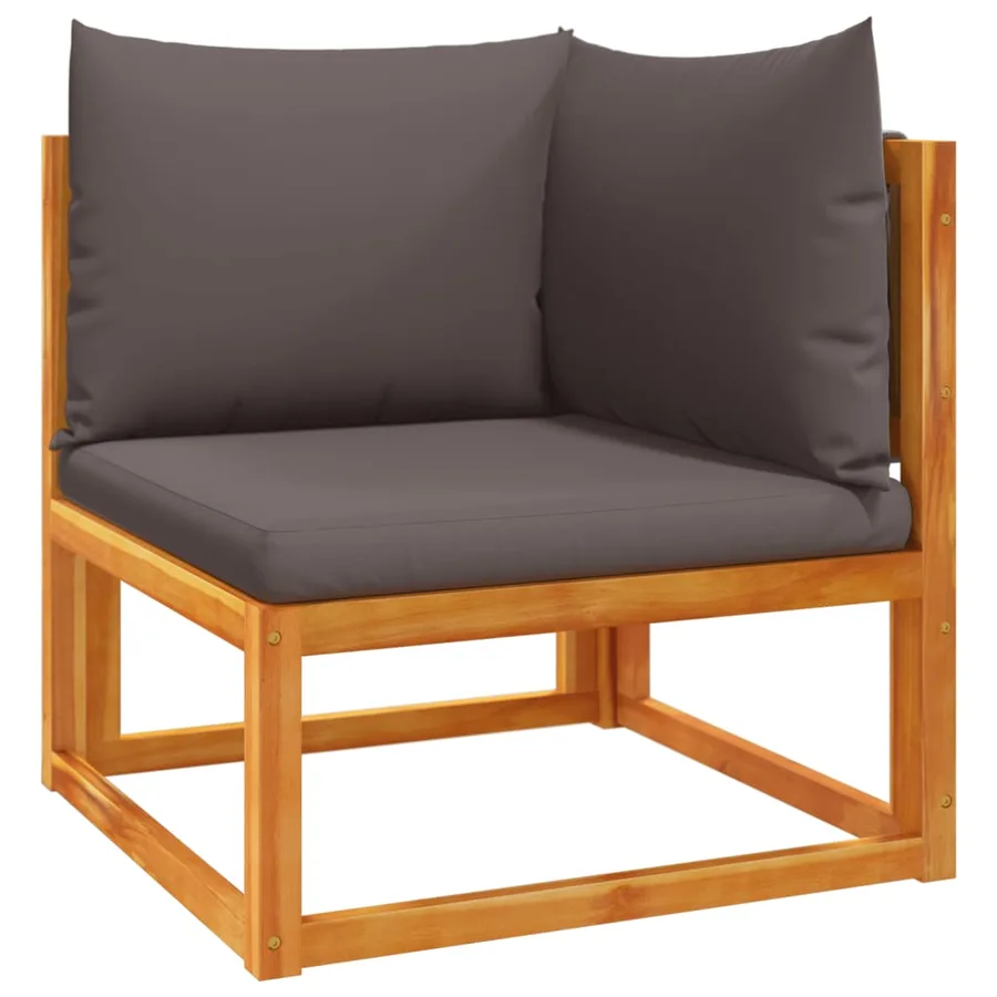 Ensemble de canapés de jardin 3 pièces avec coussins, bois d'acacia et corde, - 5