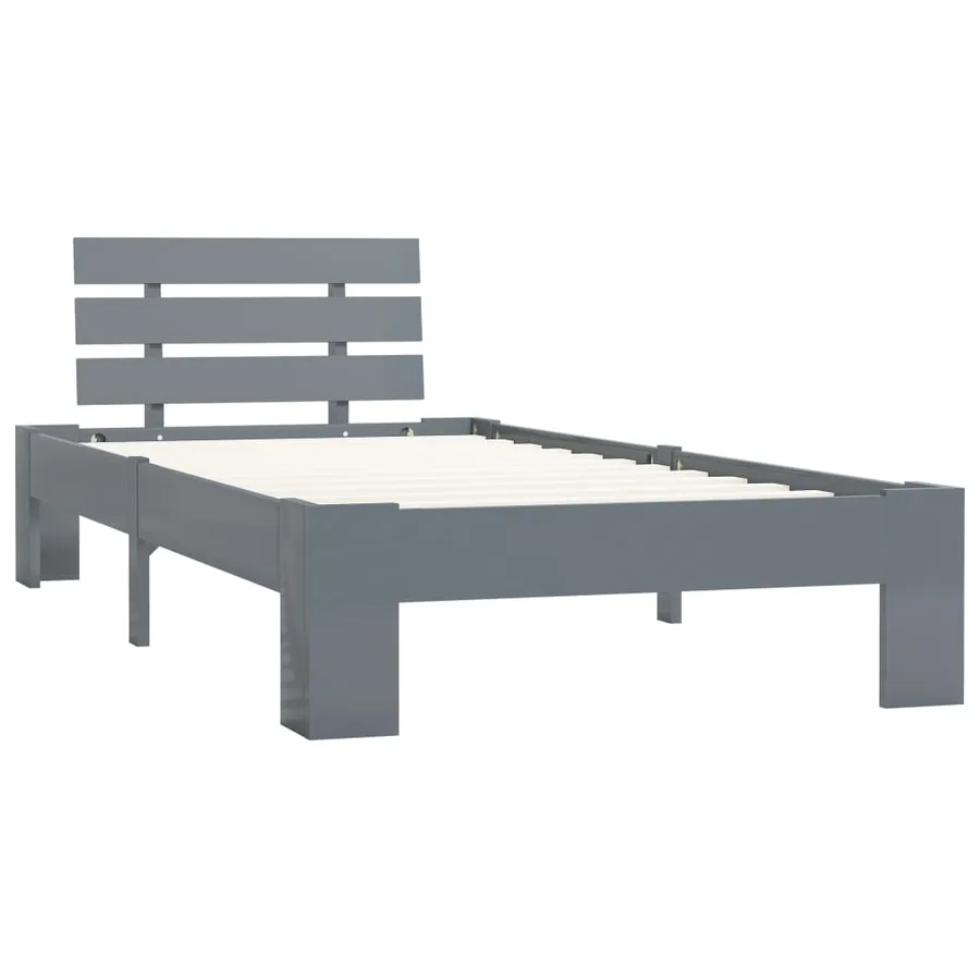 Cadre de lit sans matelas gris bois massif de pin 100x200 cm - 2