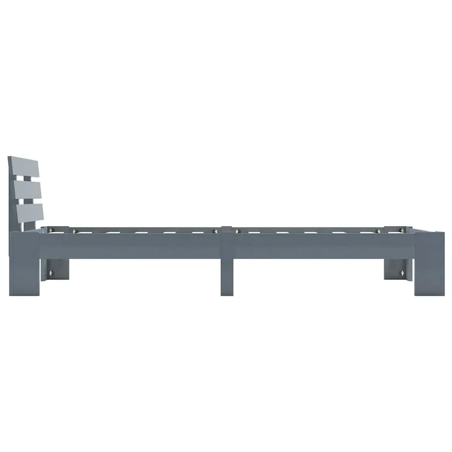 Cadre de lit sans matelas gris bois massif de pin 100x200 cm - 4