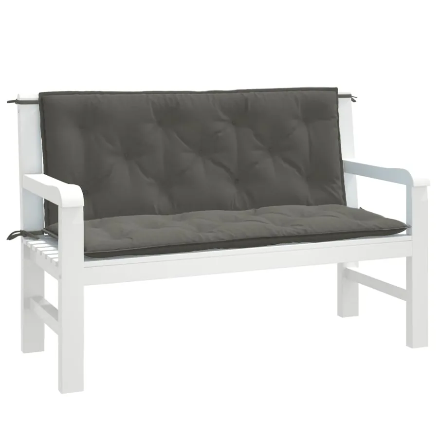 Coussins de banc de jardin lot de 2 gris foncé mélangé tissu