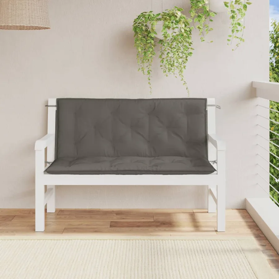 Coussins de banc de jardin lot de 2 gris foncé mélangé tissu - 3