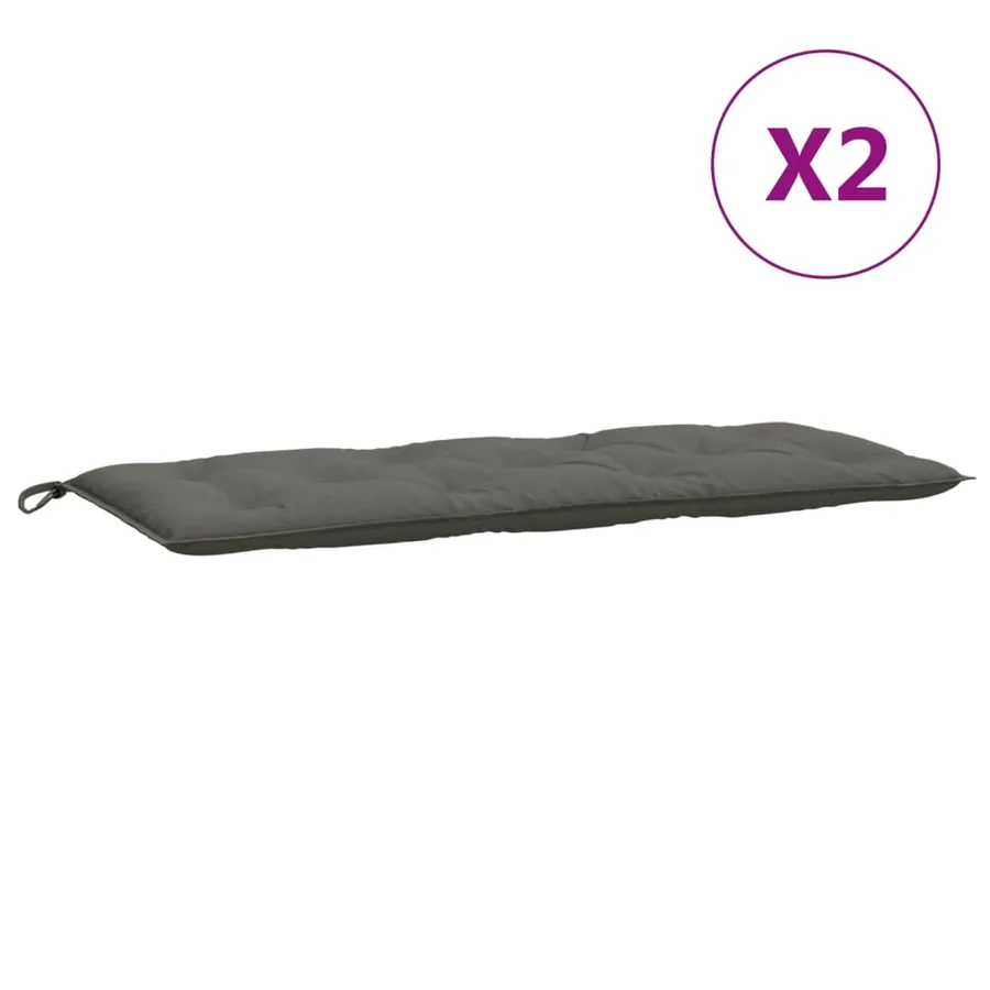 Coussins de banc de jardin lot de 2 gris foncé mélangé tissu - 4
