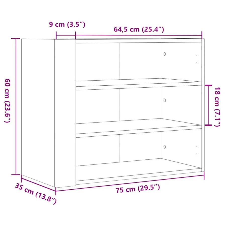 Armoire murale gris béton 75x35x60 cm bois d'ingénierie - 10