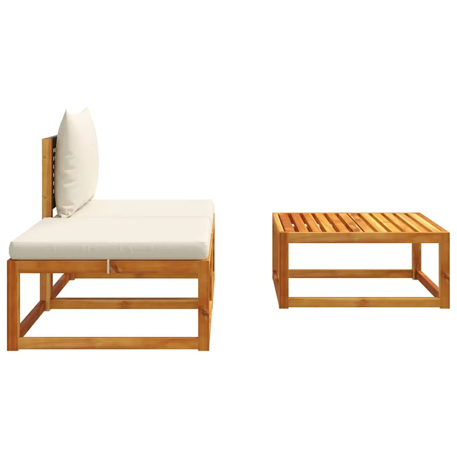 Ensemble de canapés de jardin 3 pièces avec coussins en bois d'acacia et rotin - 5
