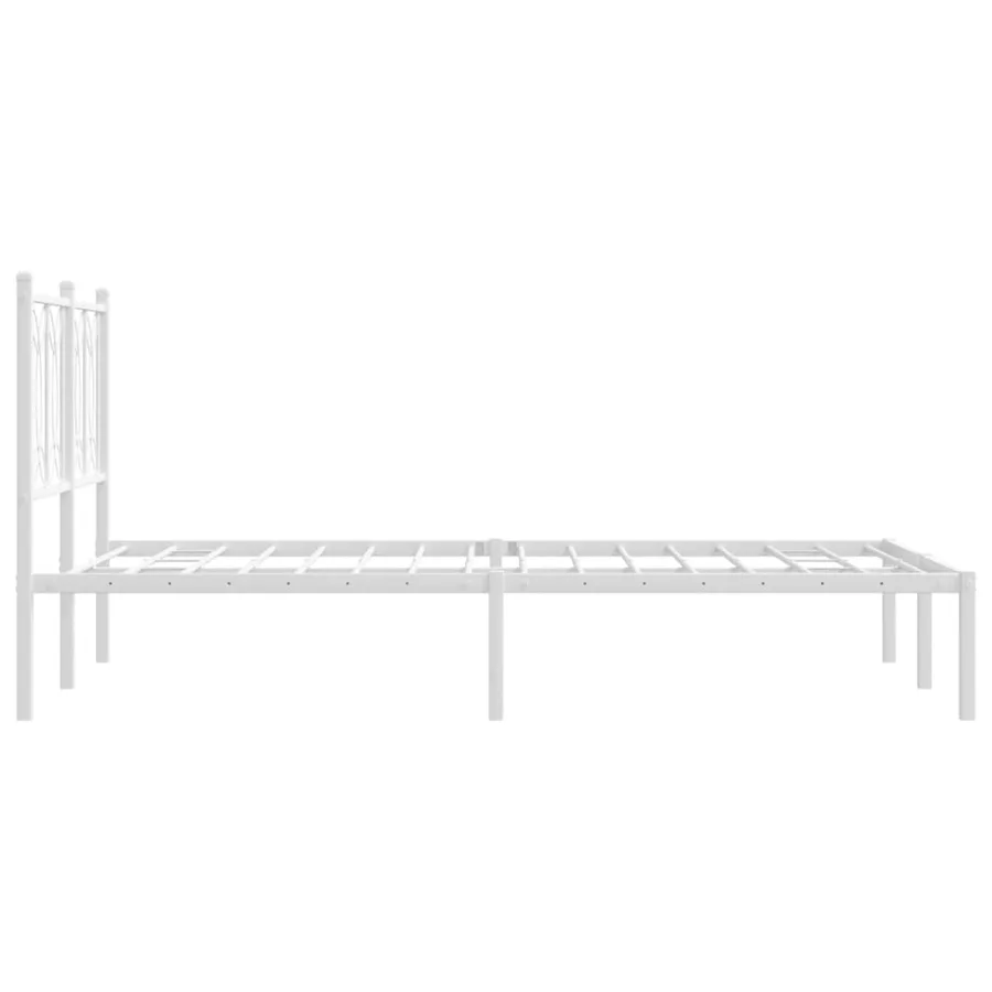 Cadre de lit métal sans matelas et tête de lit blanc 120x190 cm - 5