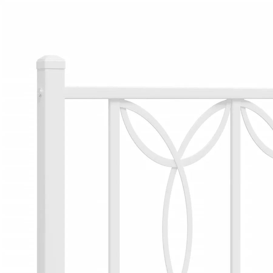 Cadre de lit métal sans matelas et tête de lit blanc 120x190 cm - 7