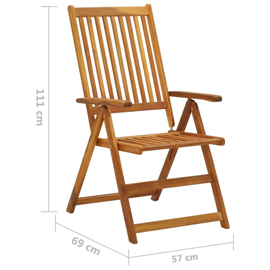Chaises pliables de jardin lot de 3 avec coussins Bois d'acacia - 10