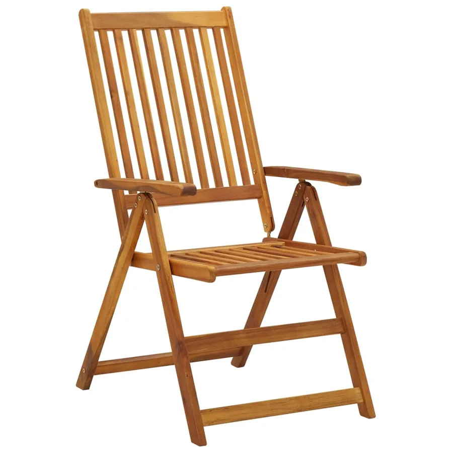 Chaises pliables de jardin lot de 3 avec coussins Bois d'acacia - 3