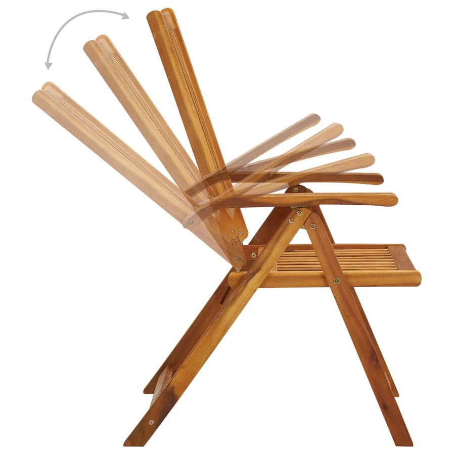 Chaises pliables de jardin lot de 3 avec coussins Bois d'acacia - 5