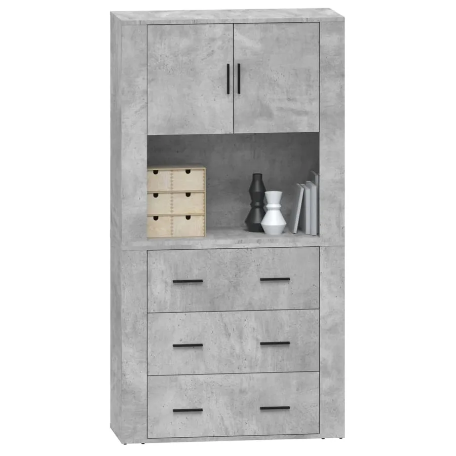 Buffet haut Gris béton Bois d'ingénierie - 6