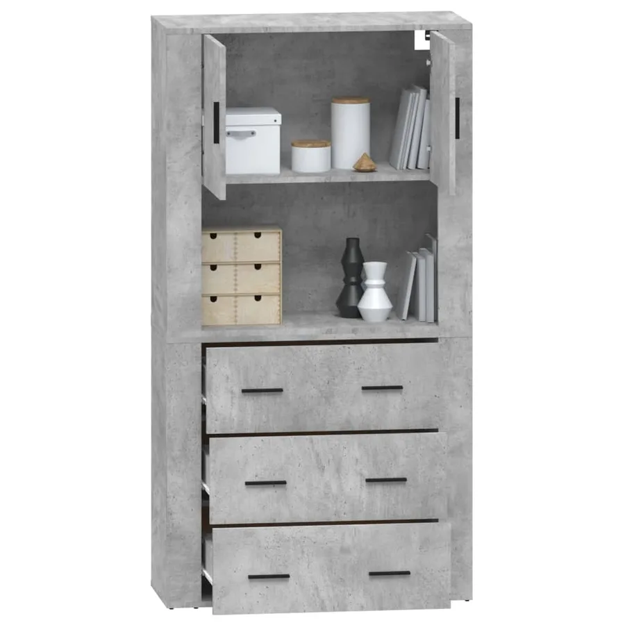 Buffet haut Gris béton Bois d'ingénierie - 7