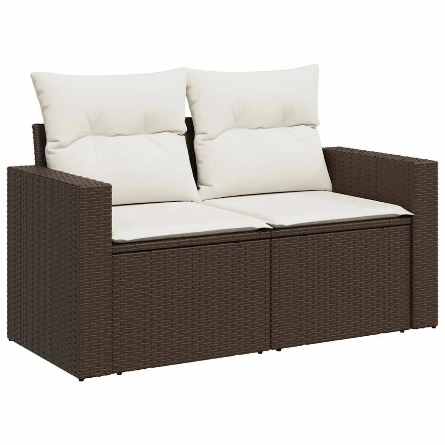 Salon de jardin avec coussins 6 pcs marron résine tressée - 6