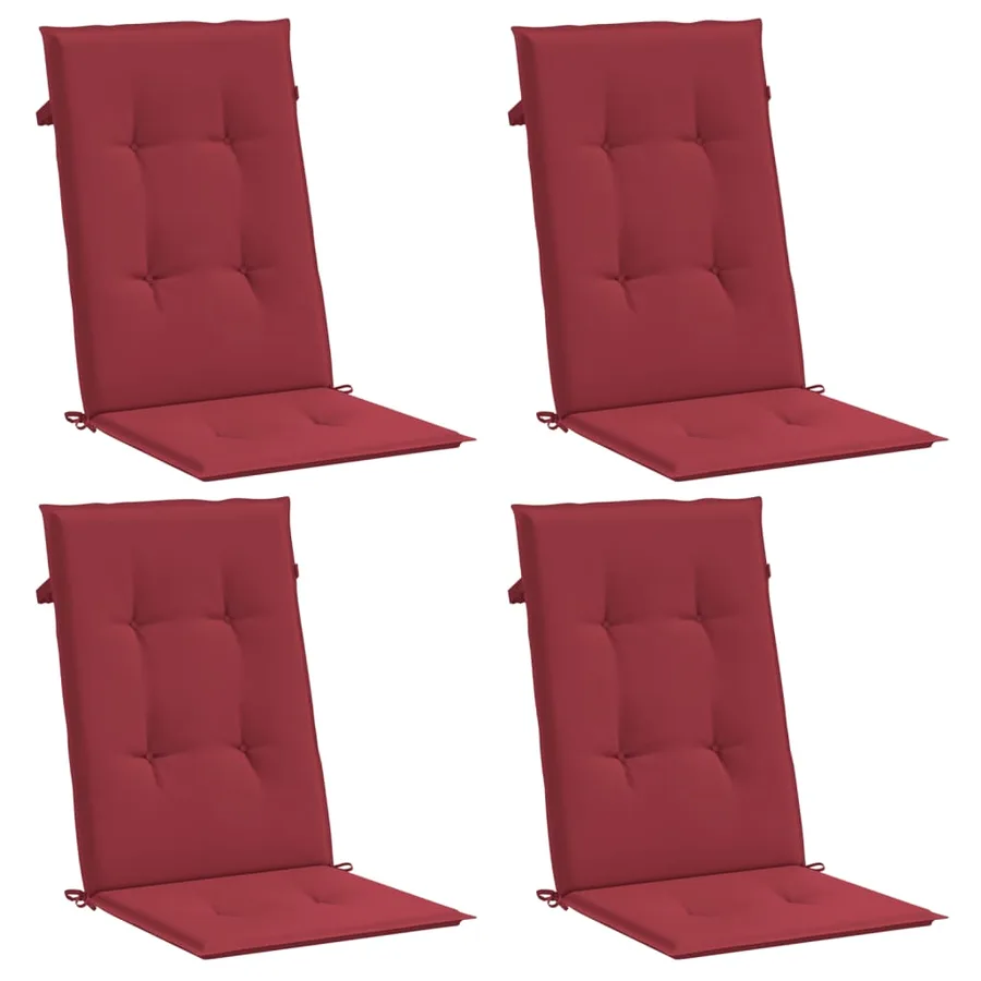 Coussins de chaise de jardin à dossier haut lot de 4 bordeaux - 3