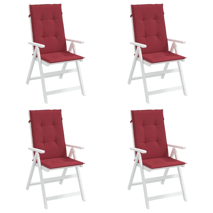 Coussins de chaise de jardin à dossier haut lot de 4 bordeaux - 4