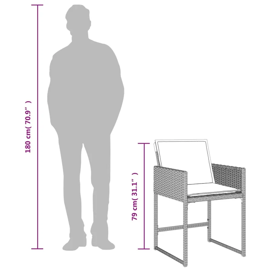 Ensemble à manger de jardin et coussins 9 pcs gris clair rotin - 11