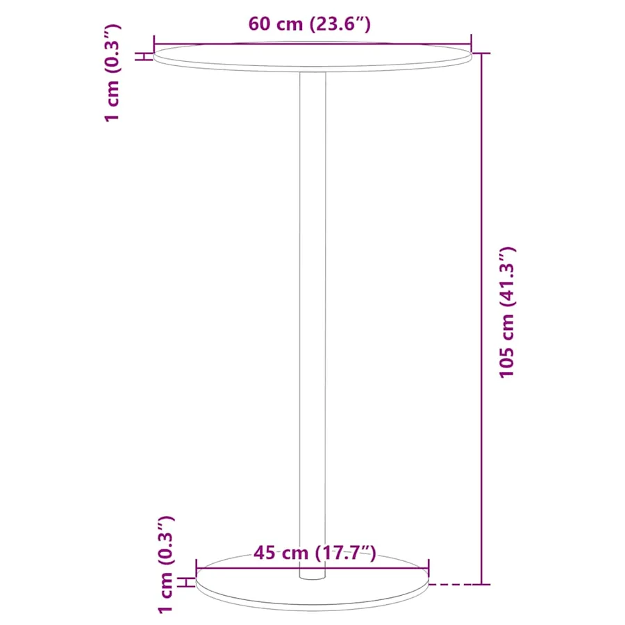 Table de jardin ronde noir Ø60x105 cm acier - 7